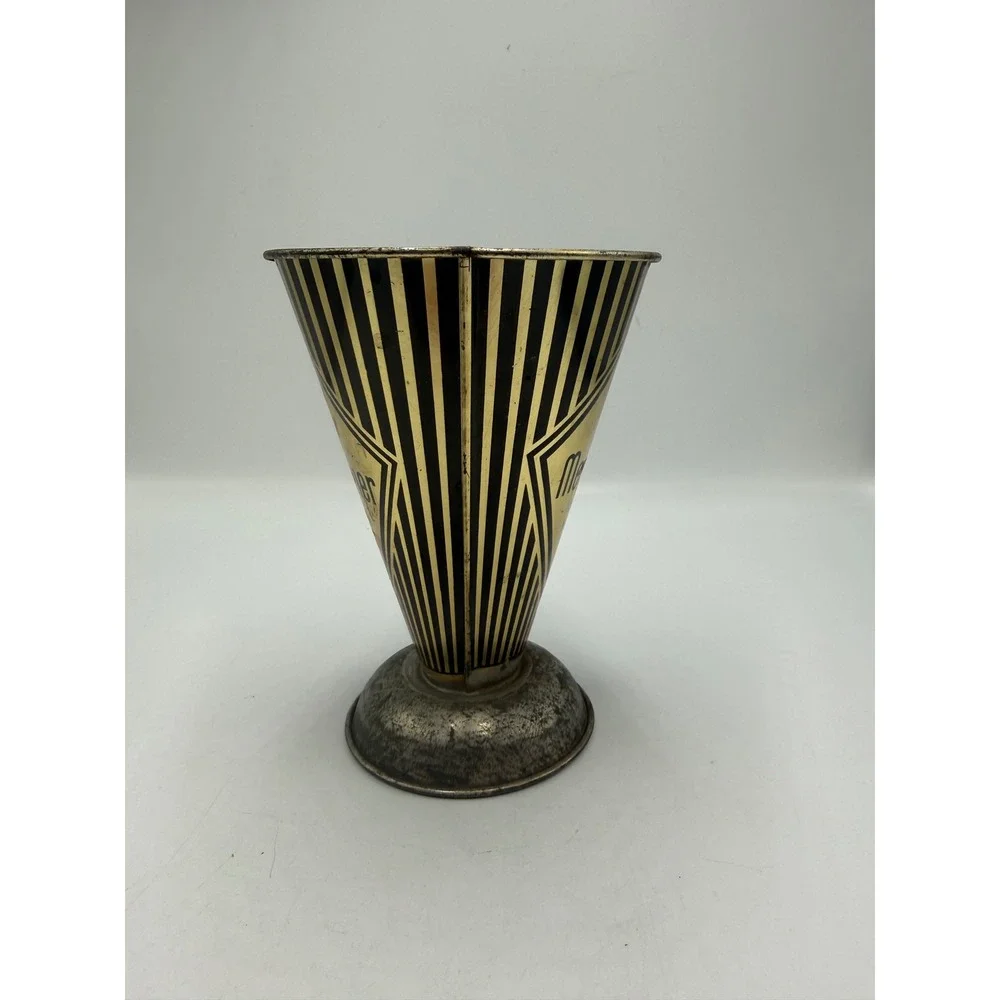 Vintage Luchs Messbecher German Tin Measuring Cup Art Deco Gold Black Lynx Logo